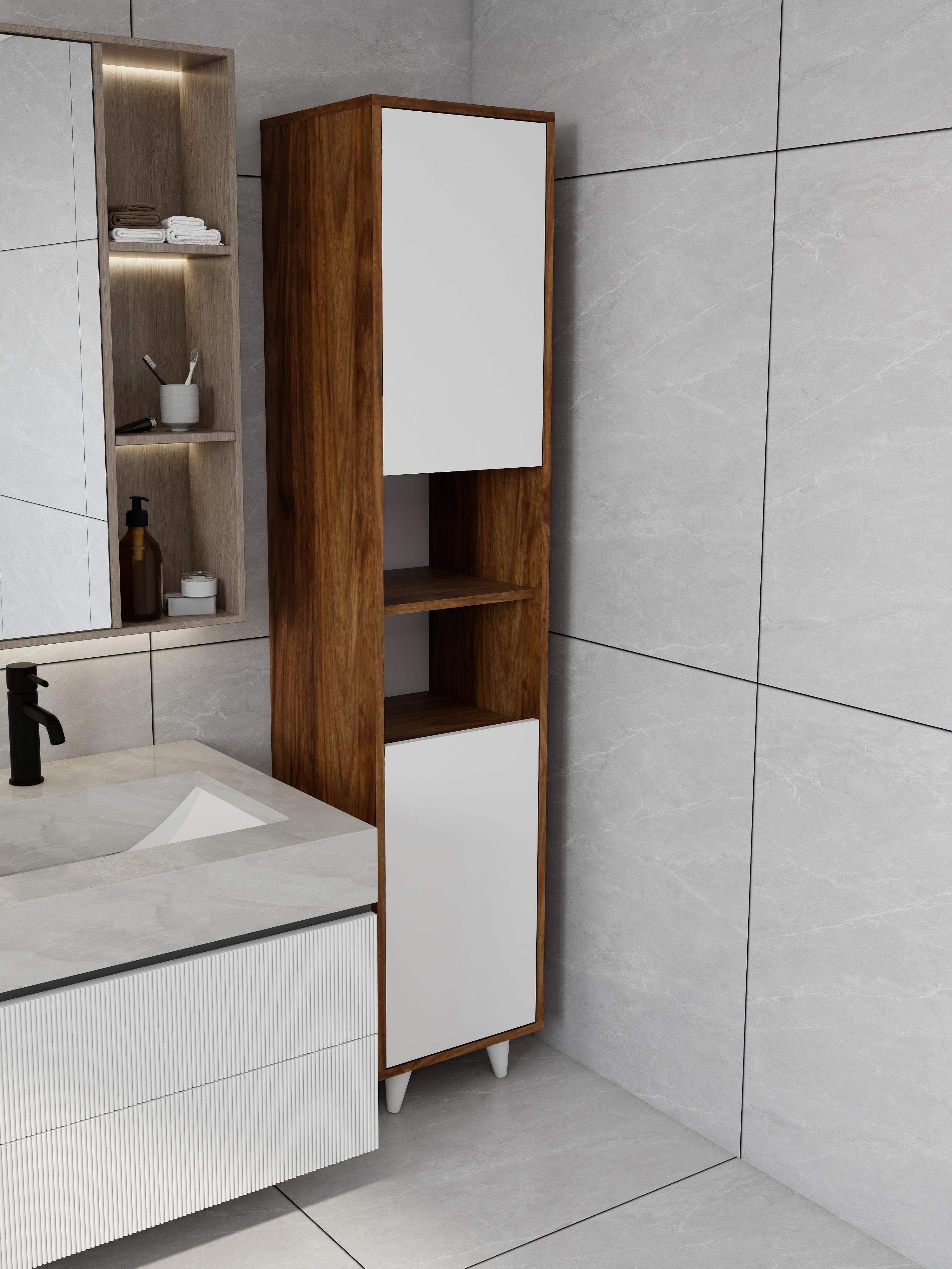 Riva Çamaşır Sepetli Banyo Dolabı Amalfi-Beyaz Renk