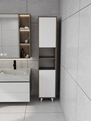 Riva Çamaşır Sepetli Banyo Dolabı Antrasit Meşe Renk