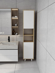 Riva Çamaşır Sepetli Banyo Dolabı Lefkaş Meşe Renk