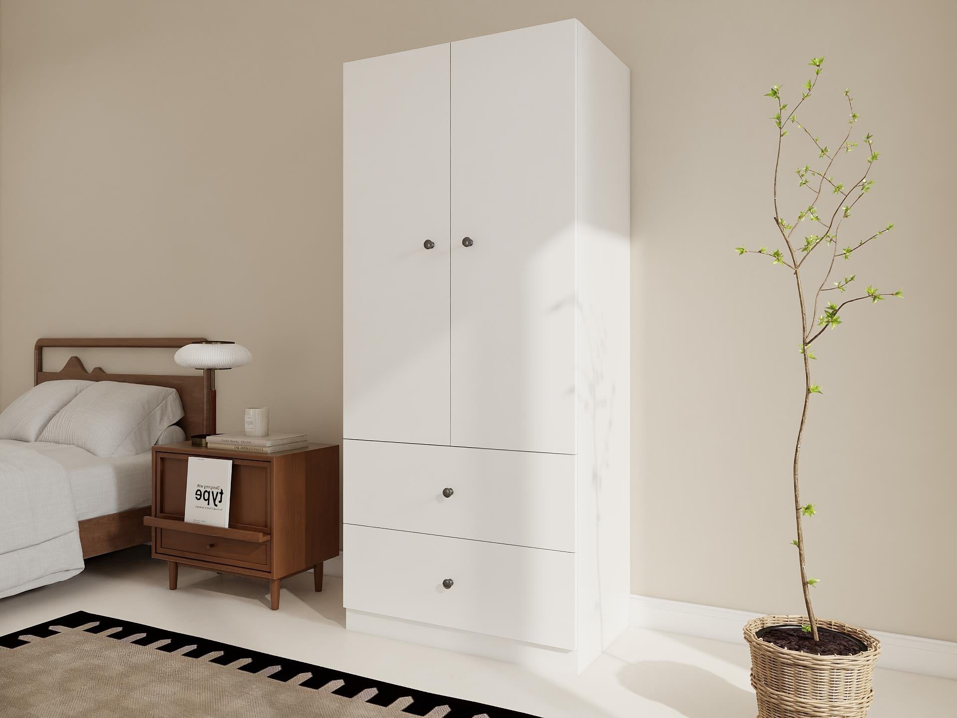 2 Kapaklı 2 çekmeceli Gardırop