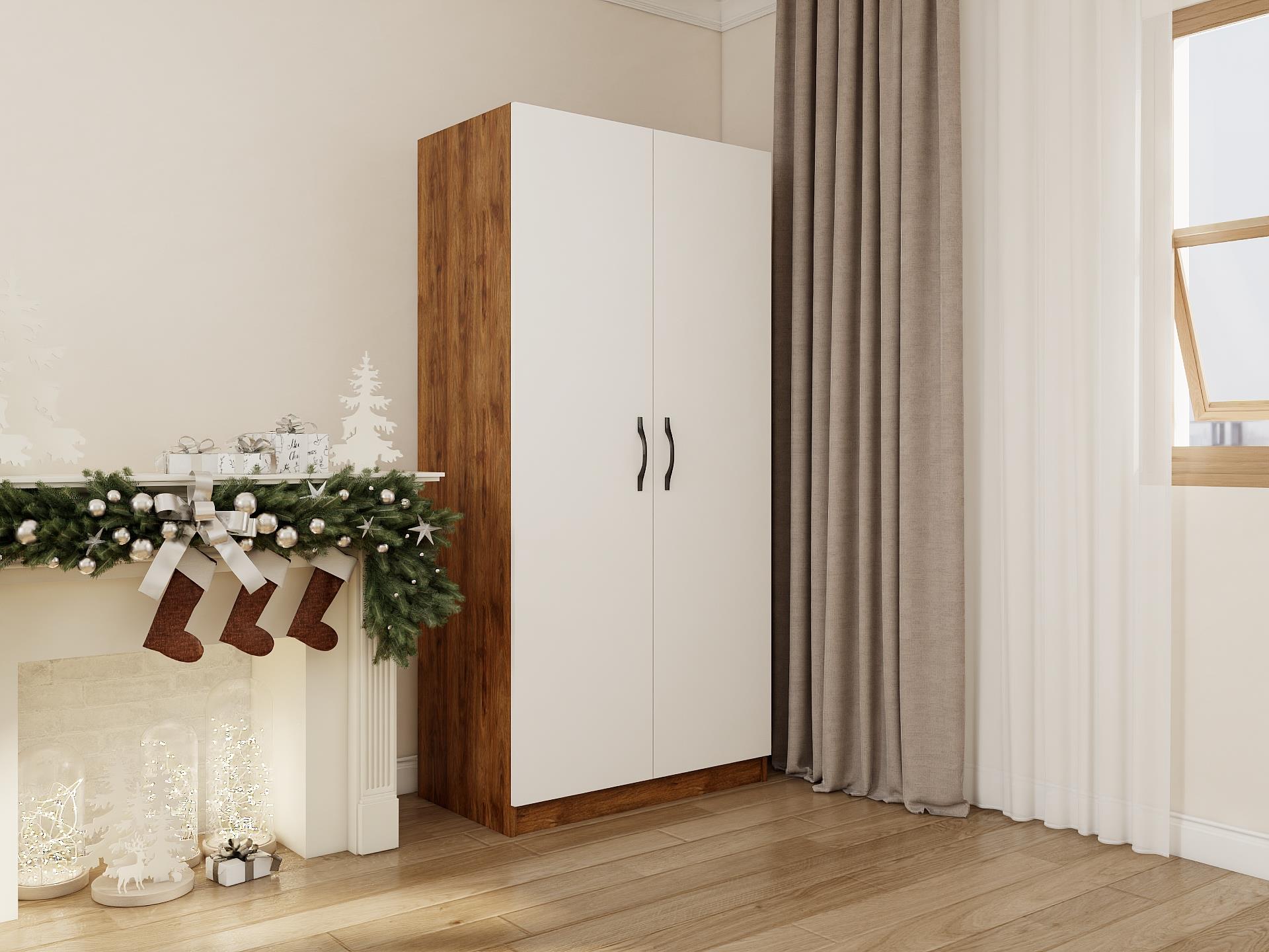 2 Kapaklı Bölmeli Gardırop Amalfi-Beyaz