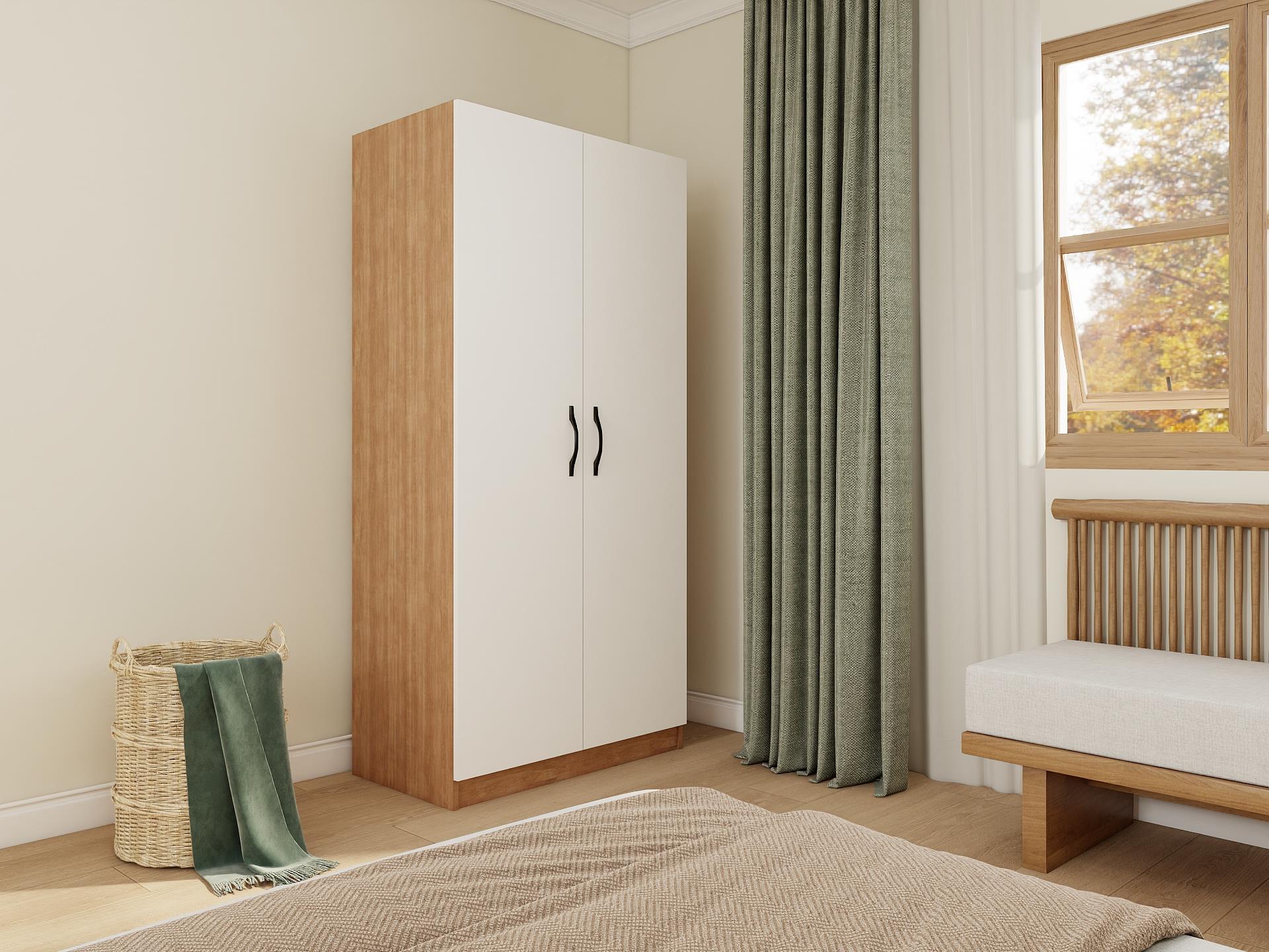 2 Kapaklı Bölmeli Gardırop Marbella Kiraz-Beyaz