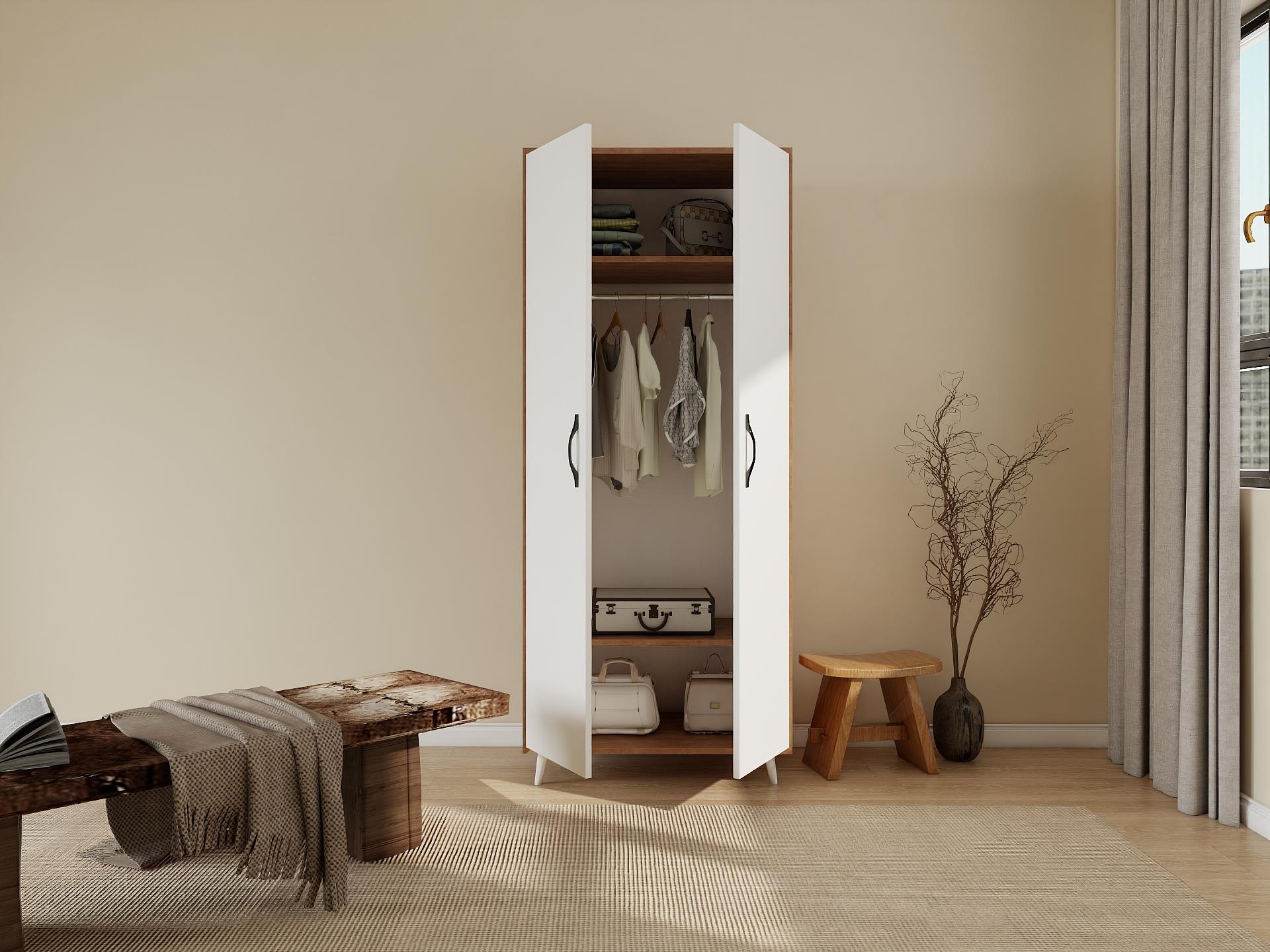 Aspendos 2 Kapaklı Gardırop /Amalfi- Beyaz Renk