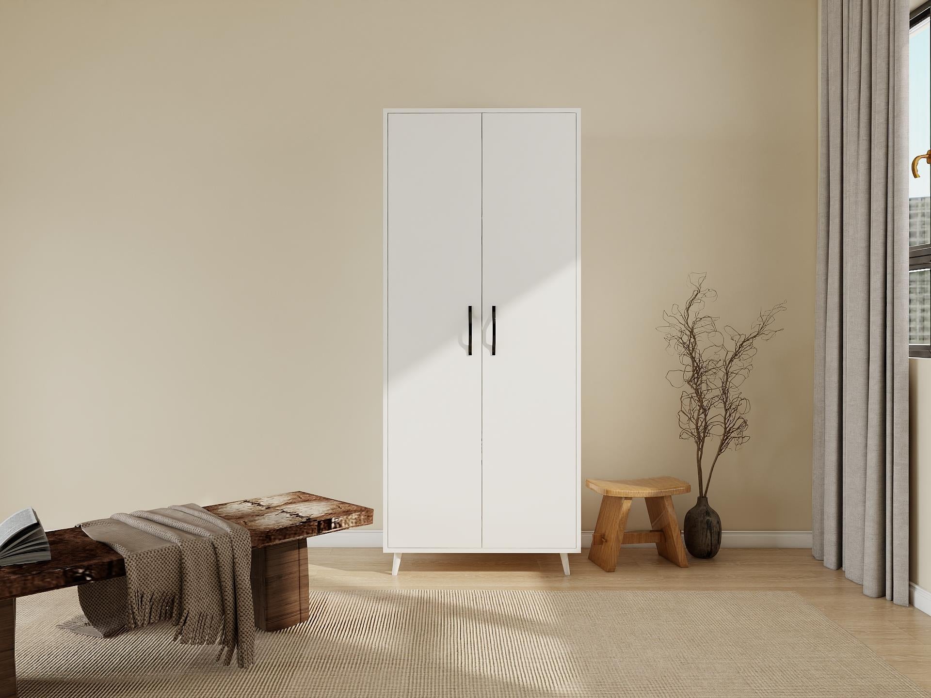 Aspendos 2 Kapaklı Gardırop / Beyaz Renk