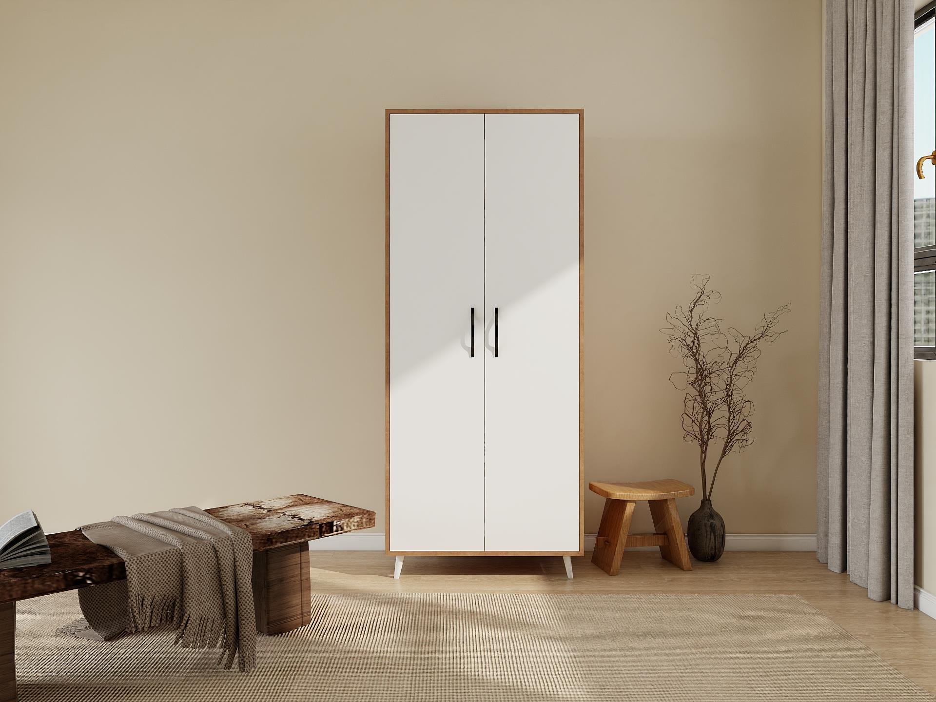 Aspendos 2 Kapaklı Gardırop / M.KirazBeyaz Renk