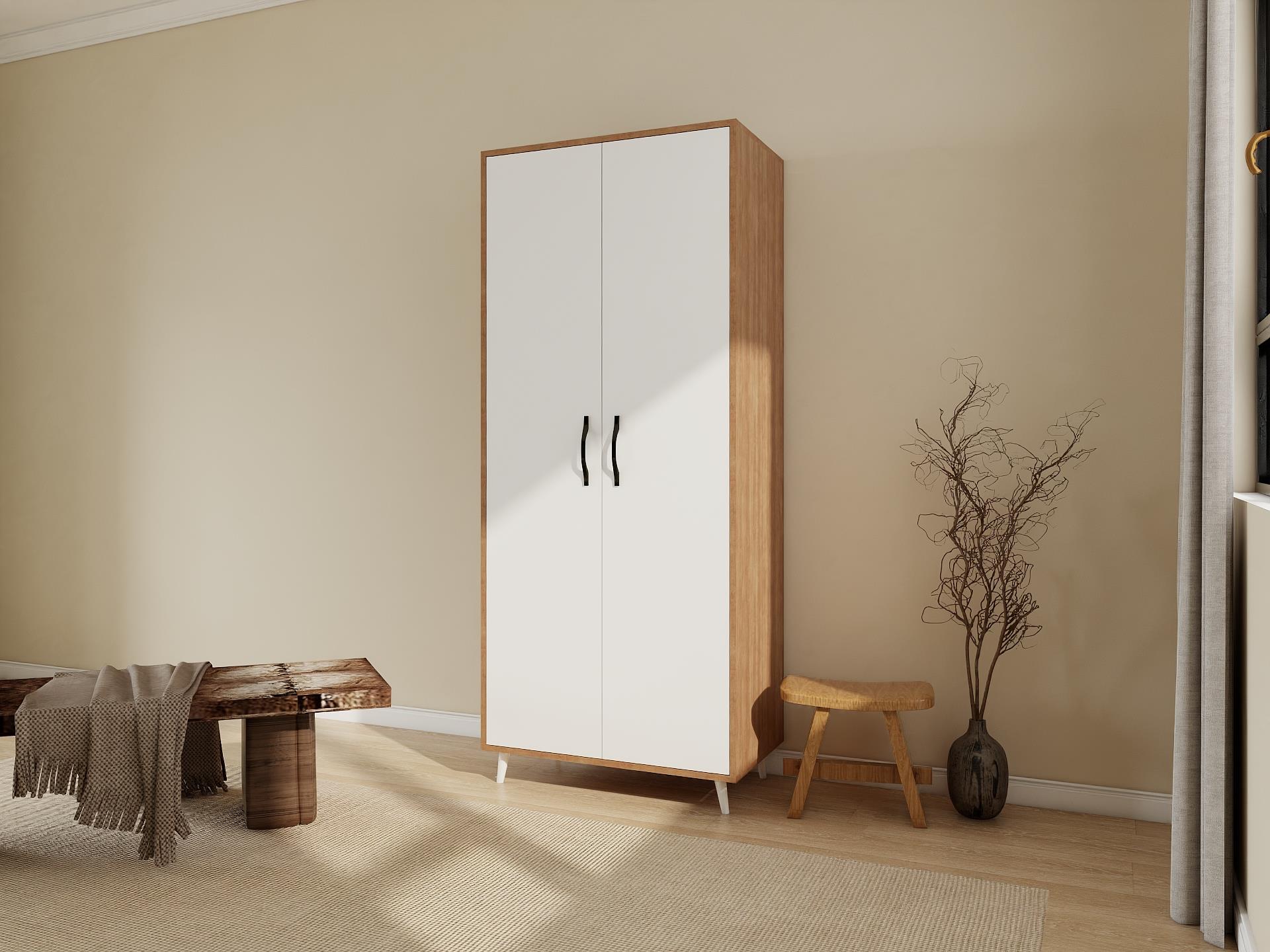 Aspendos 2 Kapaklı Gardırop / M.KirazBeyaz Renk