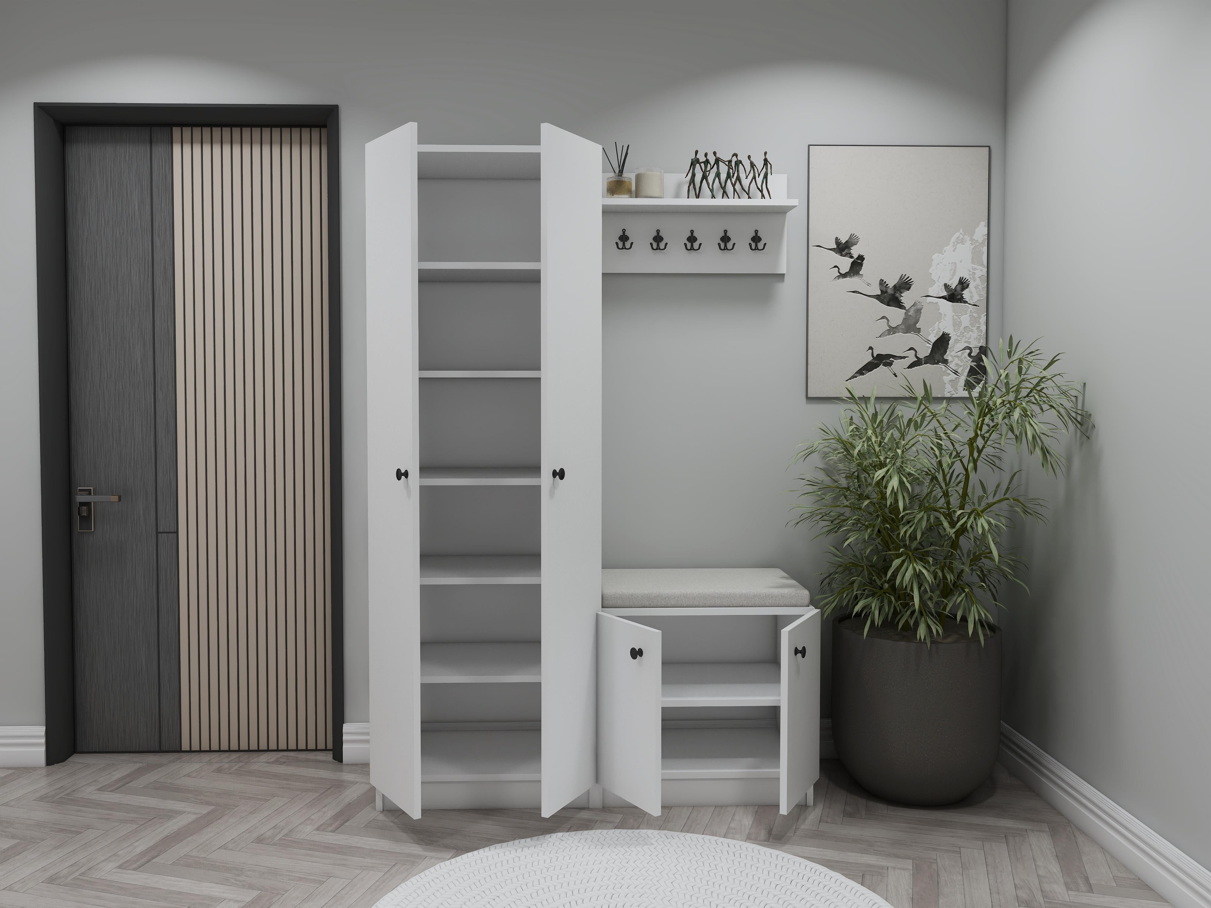 Dara Beyaz Portmanto/Vestiyer