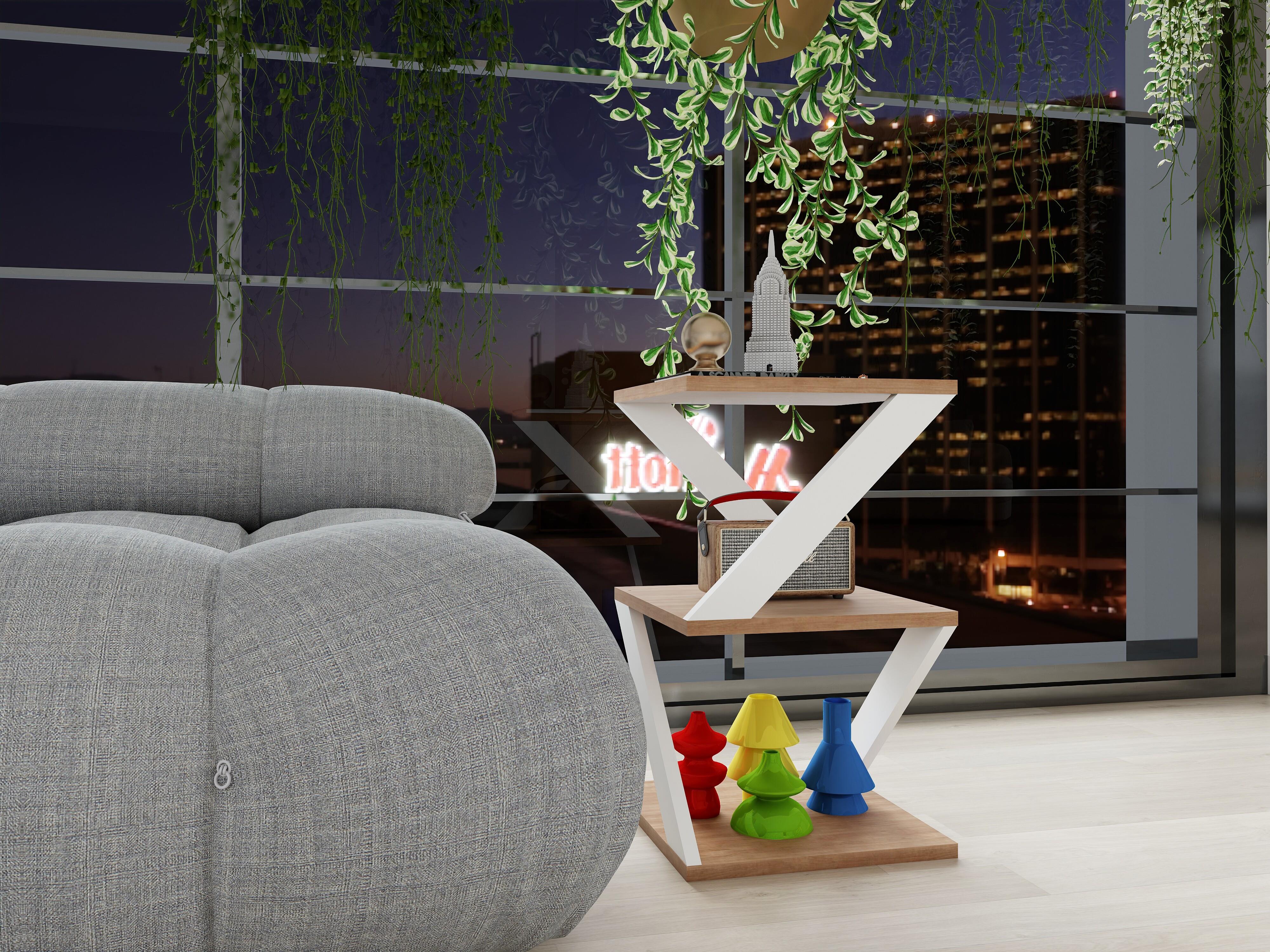 Bubon Yan Sehpa MarbellaKiraz-Beyaz Renk