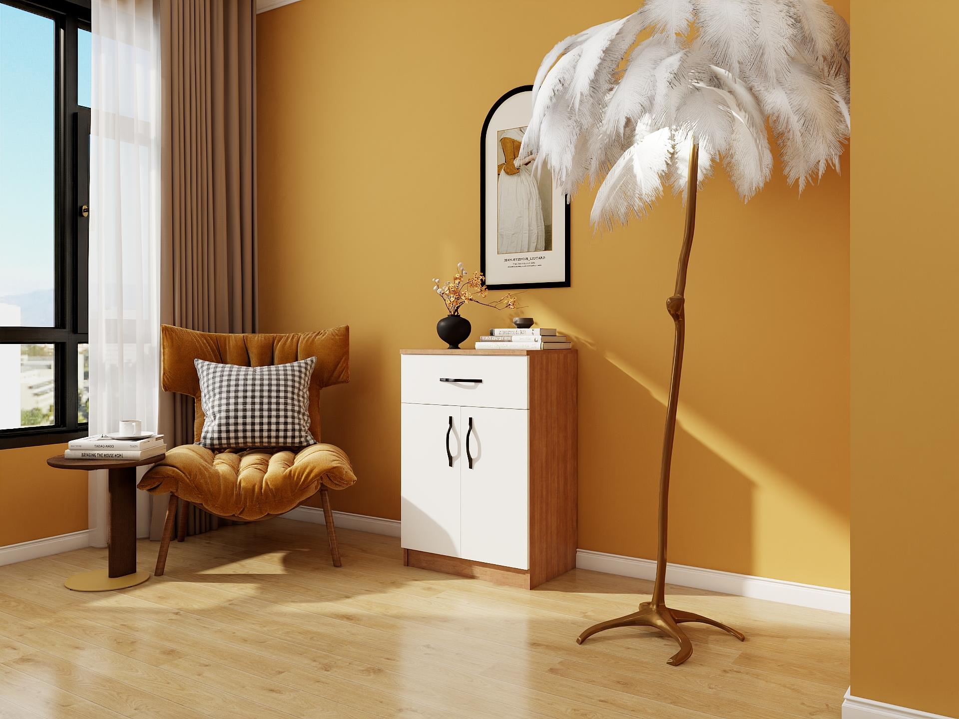 Lagina 2 Kapaklı 1 Çekmeceli Dolap/Dresuar M.Kiraz-Beyaz Renk