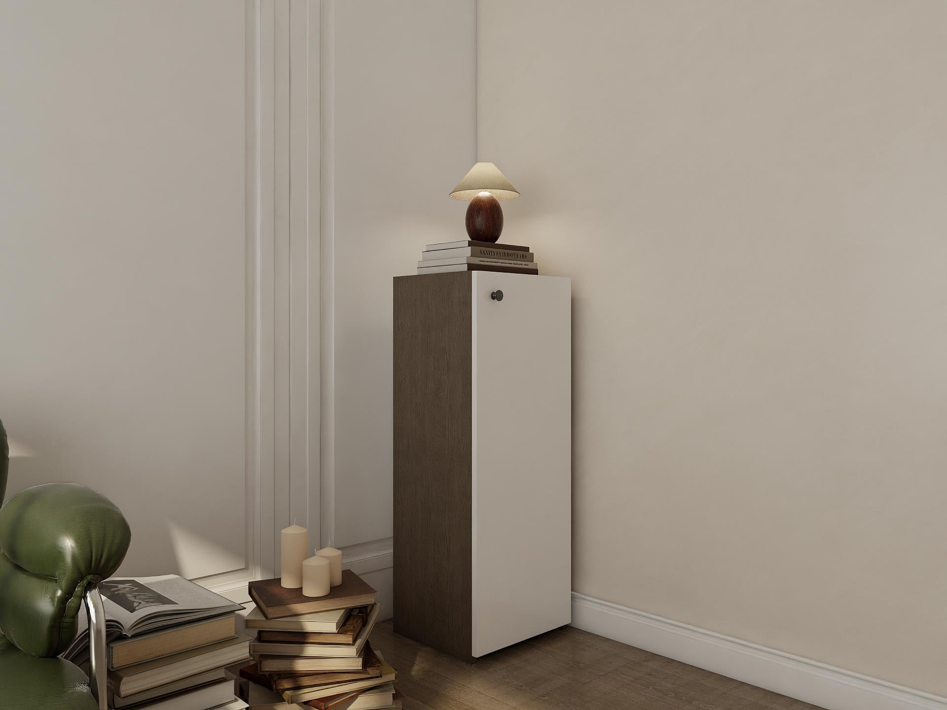 1 Kapaklı Çok Amaçlı Dolap Antrasit Beyaz