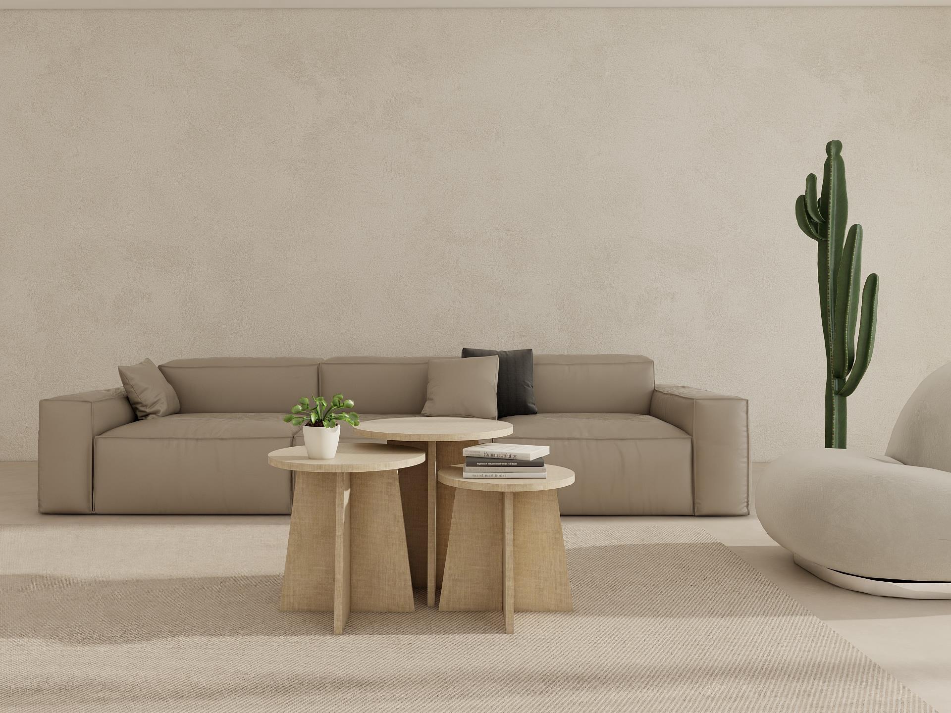 Mantar Üçlü Zigon Sehpa Kotonvizon Renk