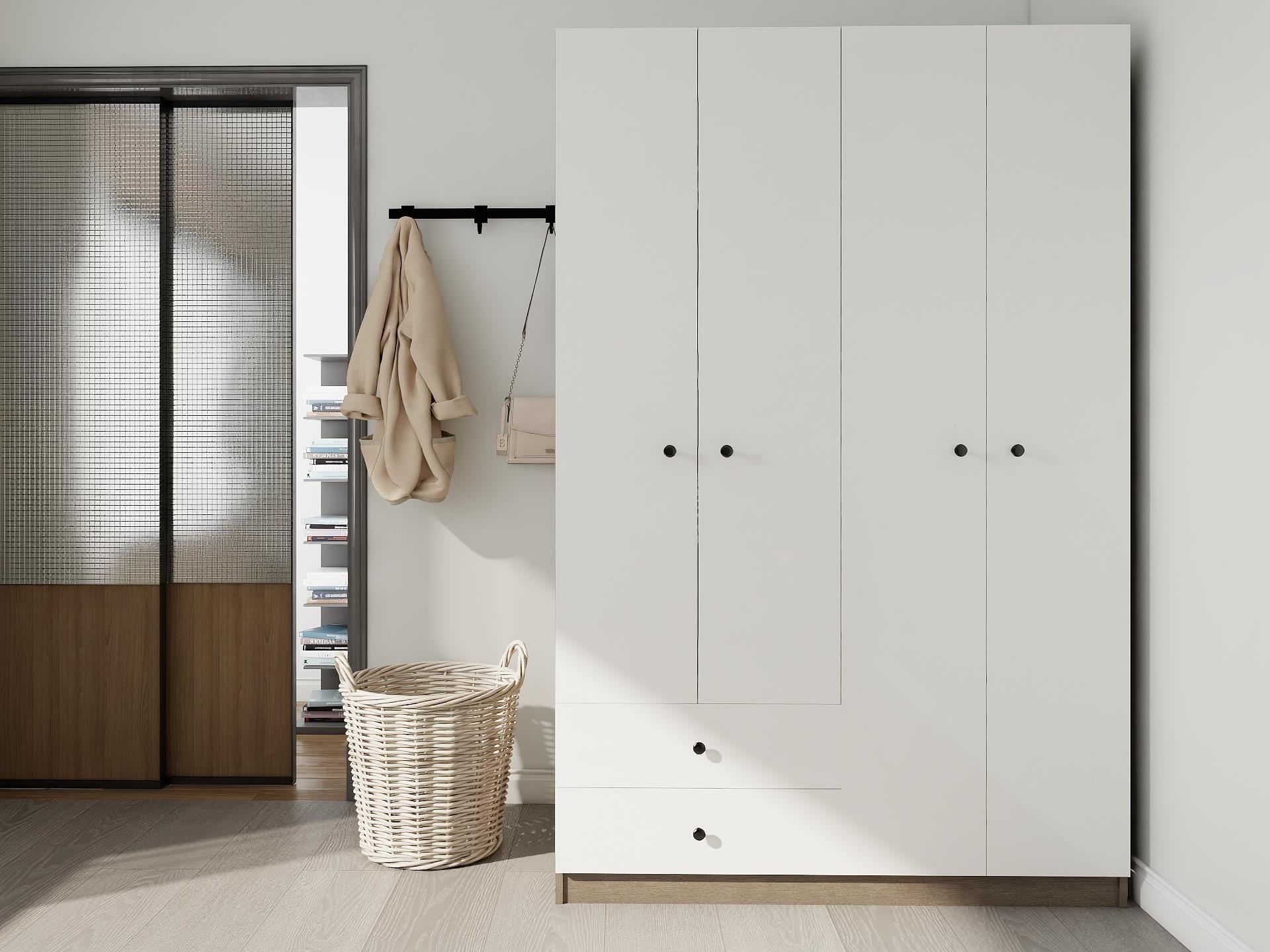 4 Kapaklı 2 Çekmeceli Gardırop Antrasitmeşe-Byz