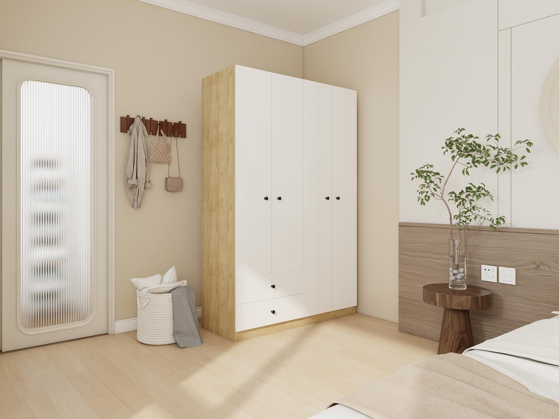 4 Kapaklı 2 Çekmeceli Gardırop Lefkasmeşe-Byz