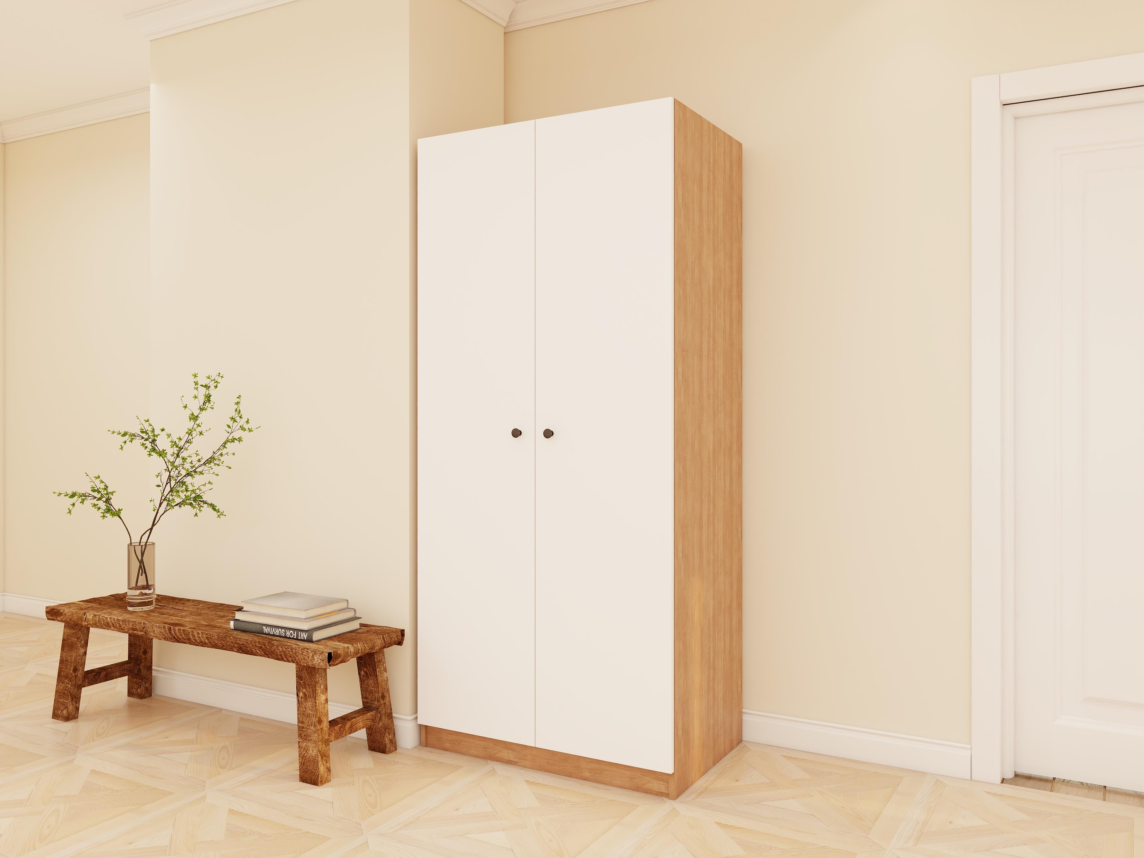 Fırtına 2 Kapaklı Gardırop Meşe Rengi