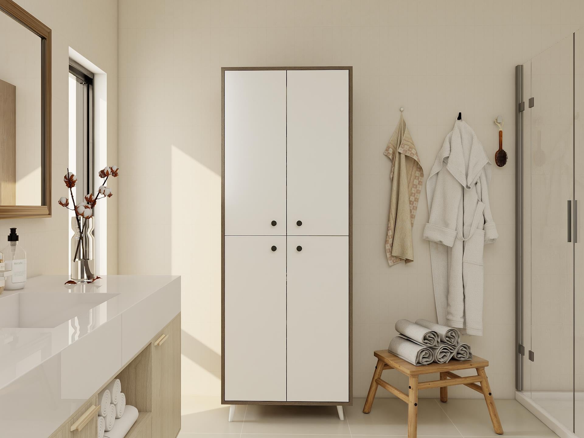 Vadi Çok Amaçlı Banyo/Kiler Dolabı Antrasitmeşe-Beyaz Renk