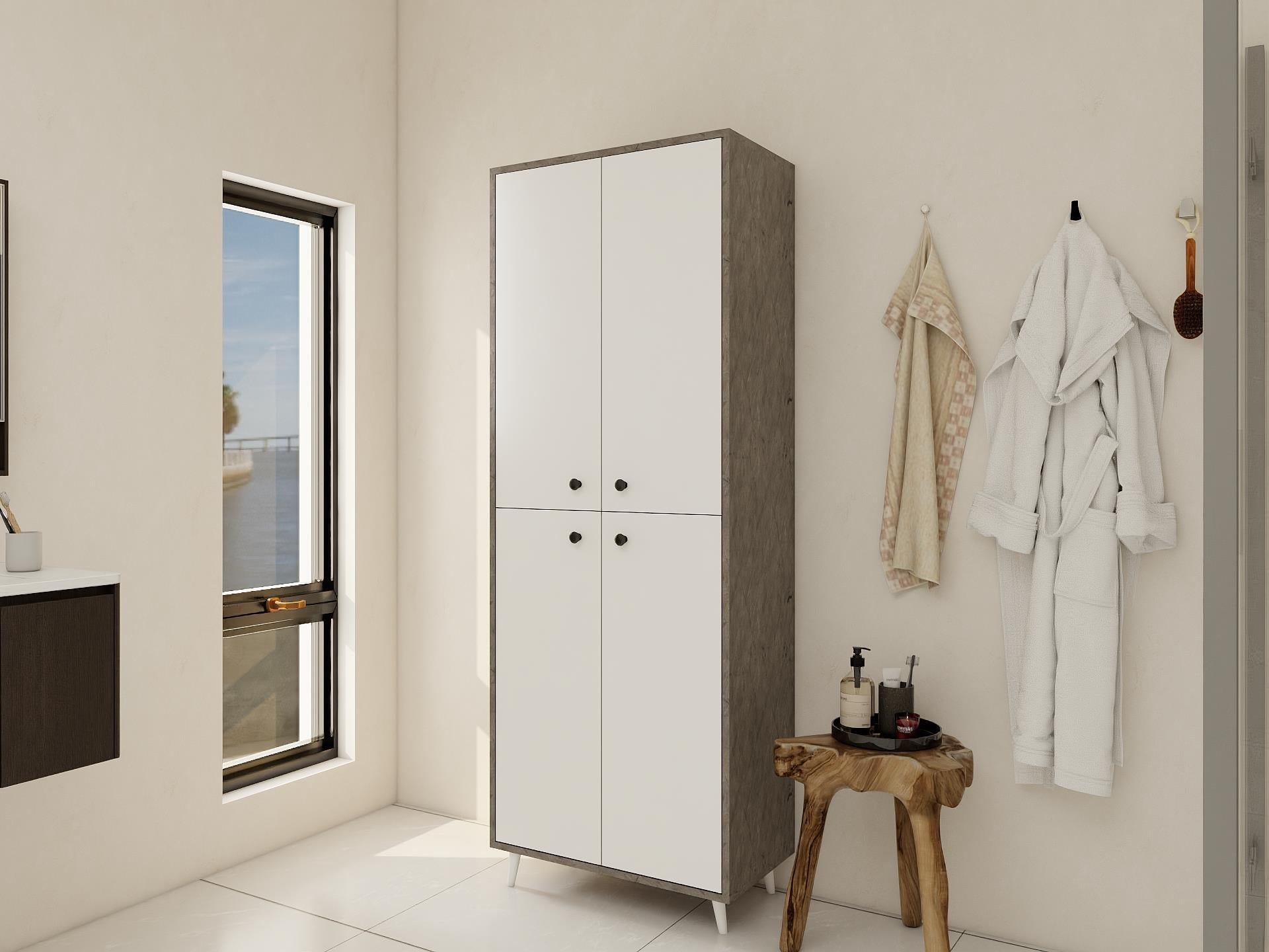 Vadi Çok Amaçlı Banyo/Kiler Dolabı Hanoi-Beyaz Renk