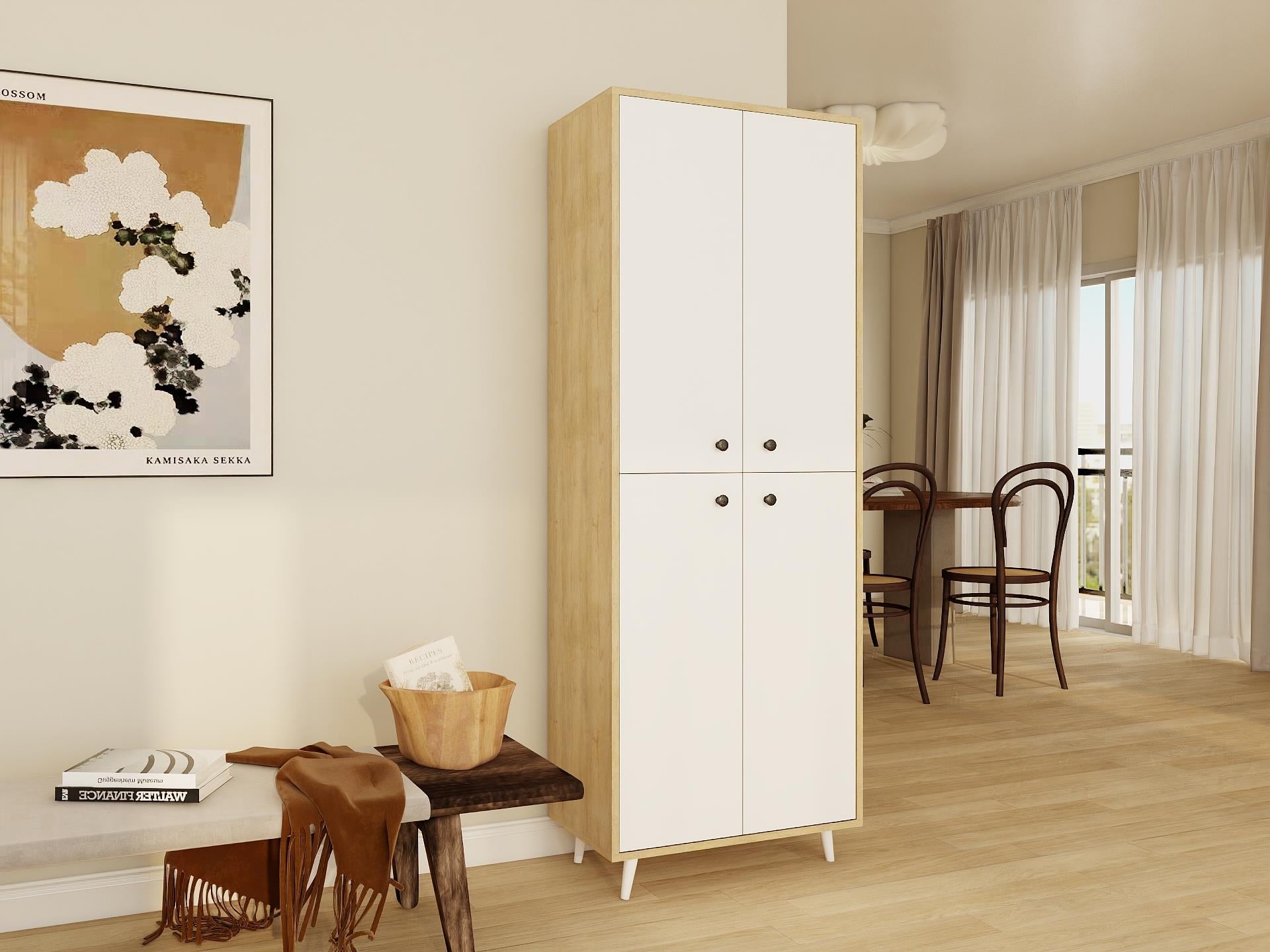 Vadi Çok Amaçlı Banyo/Kiler Dolabı Lefkasmeşe-Beyaz Renk