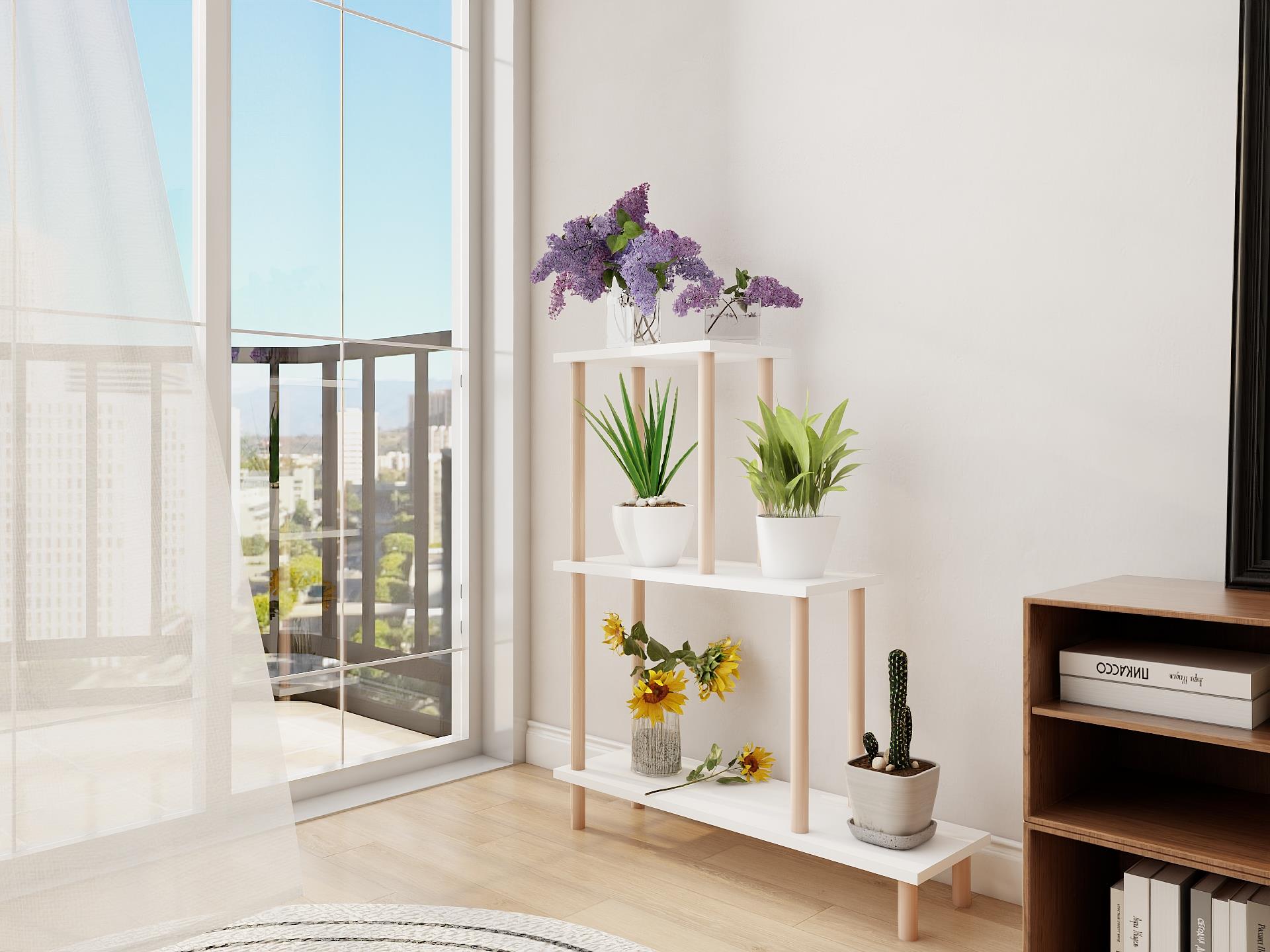 Yaren Çiçeklik Asklık-Saksılık Standı Beyaz Renk