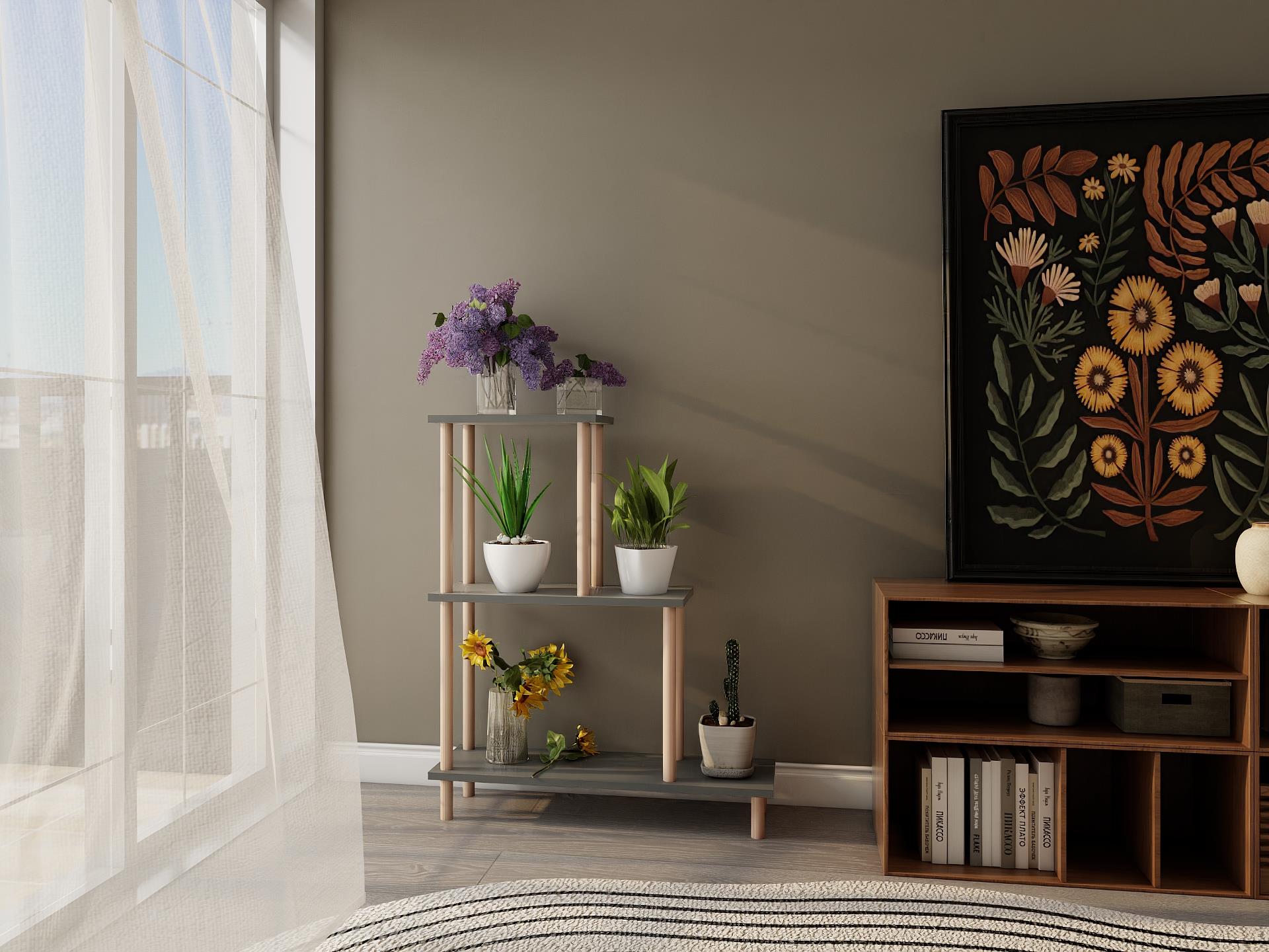 Yaren Çiçeklik Asklık-Saksılık Standı Koyugri