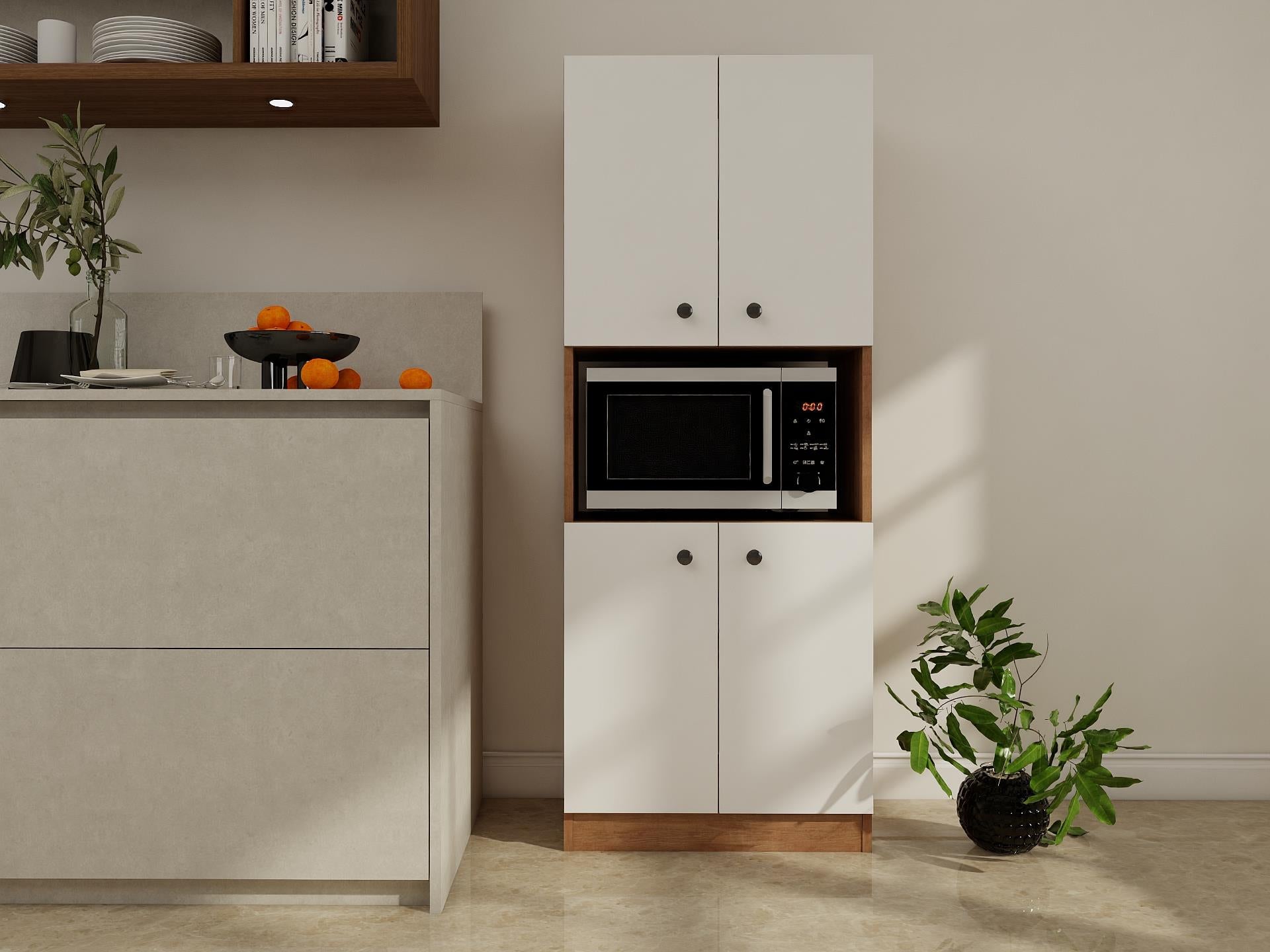 Perge Mikrodalga Dolabı Marbella Kiraz-Beyaz