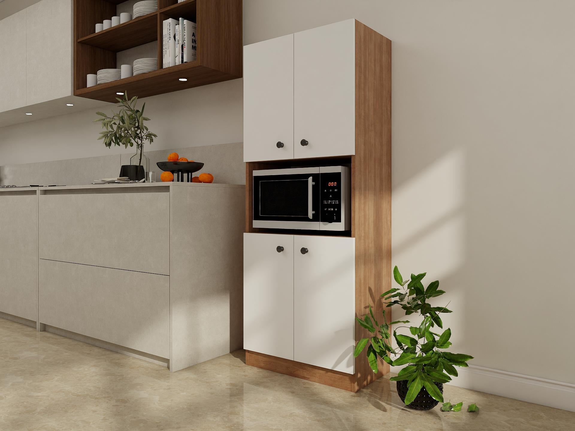 Perge Mikrodalga Dolabı Marbella Kiraz-Beyaz