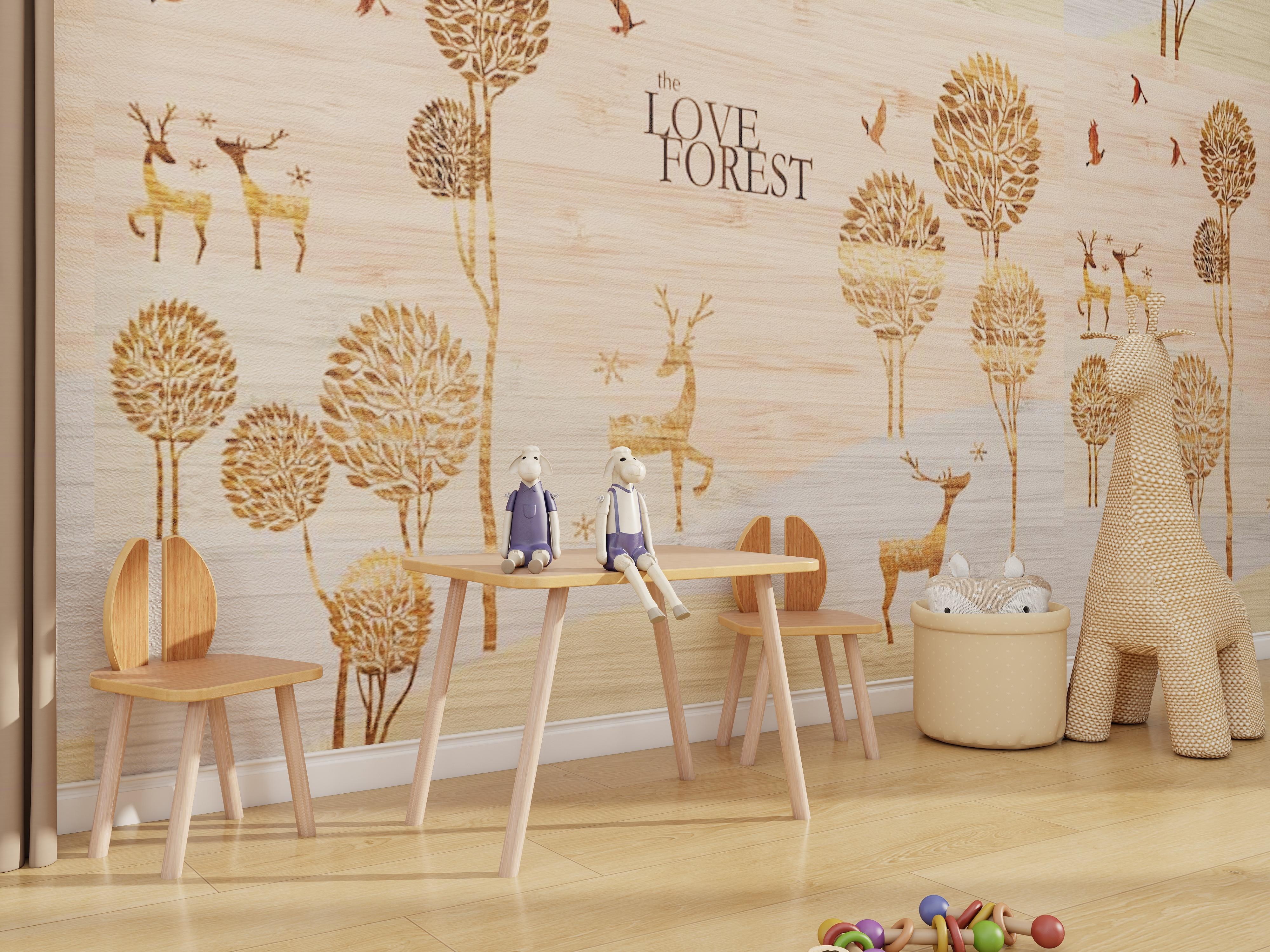 Rabito Çocuk Oyun ve Aktivite Masa Sandalye Takımı-Bambu Renk