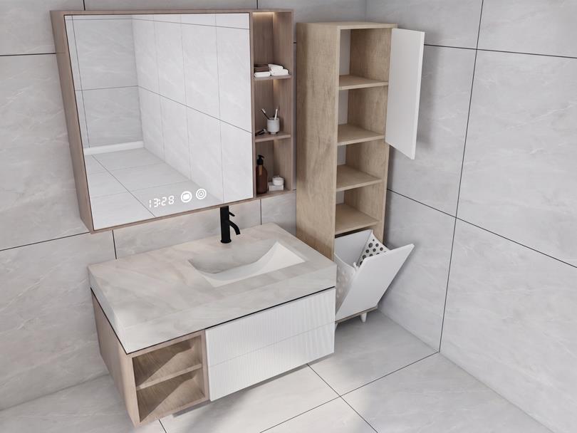 Riva Çamaşır Sepetli Banyo Dolabı Kotonvizon Renk