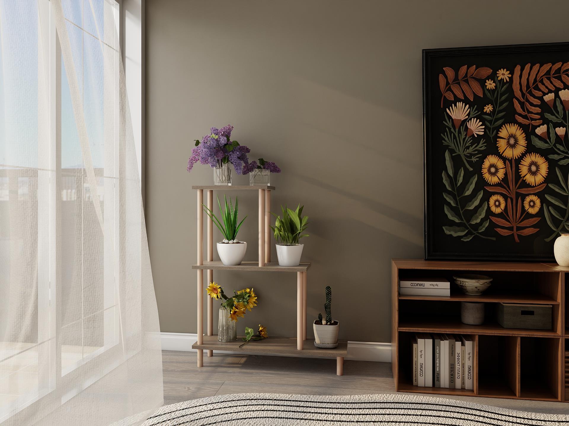 Yaren Çiçeklik Asklık-Saksılık Standı Antrasitmeşe