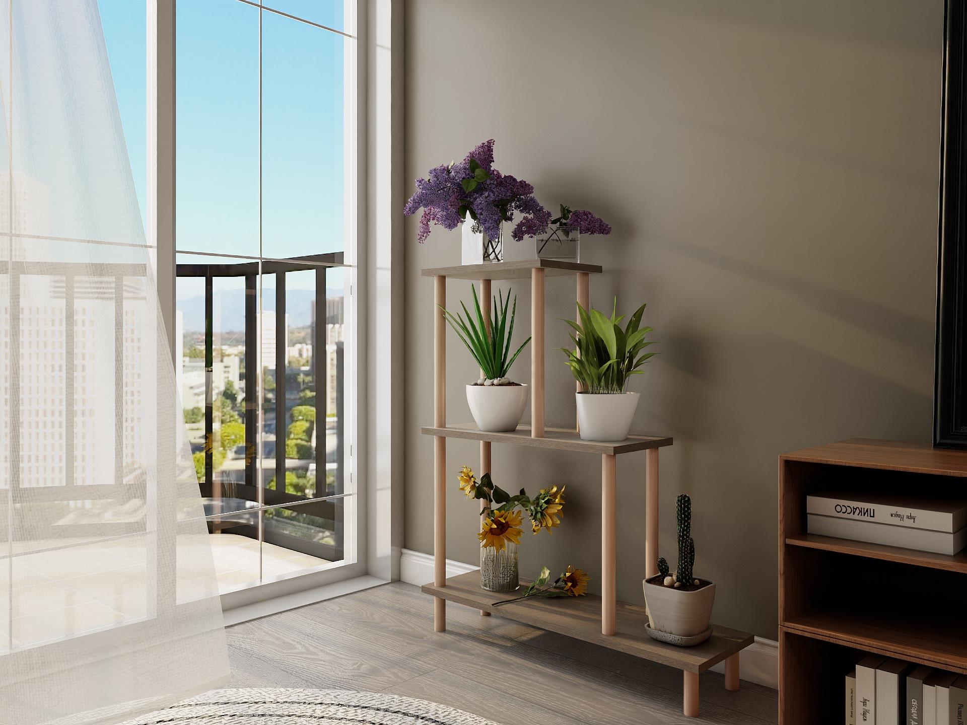 Yaren Çiçeklik Asklık-Saksılık Standı Antrasitmeşe